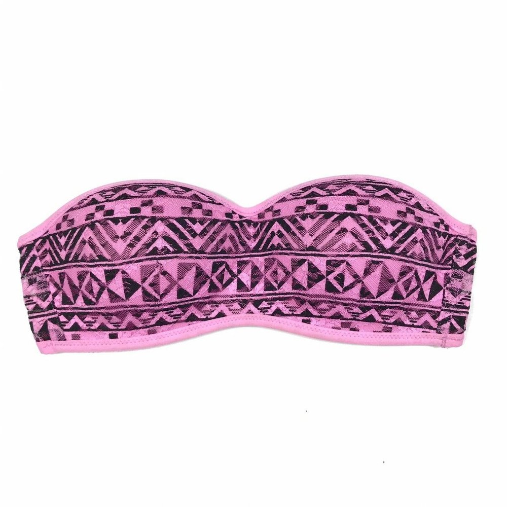 Victoria's Secret PINK Women's Lace Bandeau Padded Strapless Bra Size Small